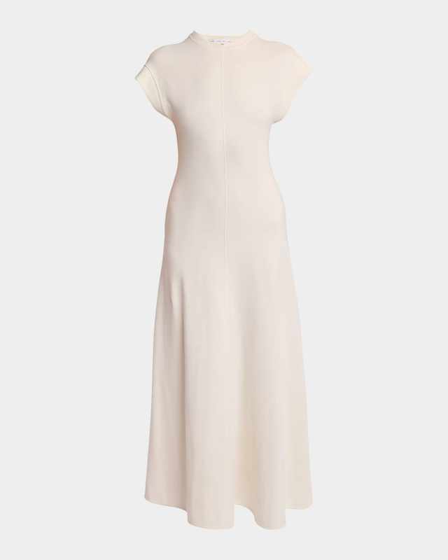 Melaine Short-Sleeve Souffle Cotton-Blend Midi Dress